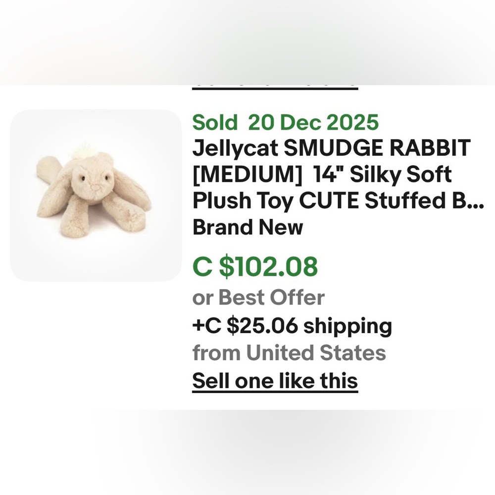 Jellycat Smudge Rabbit Medium. - Picture 17 of 17